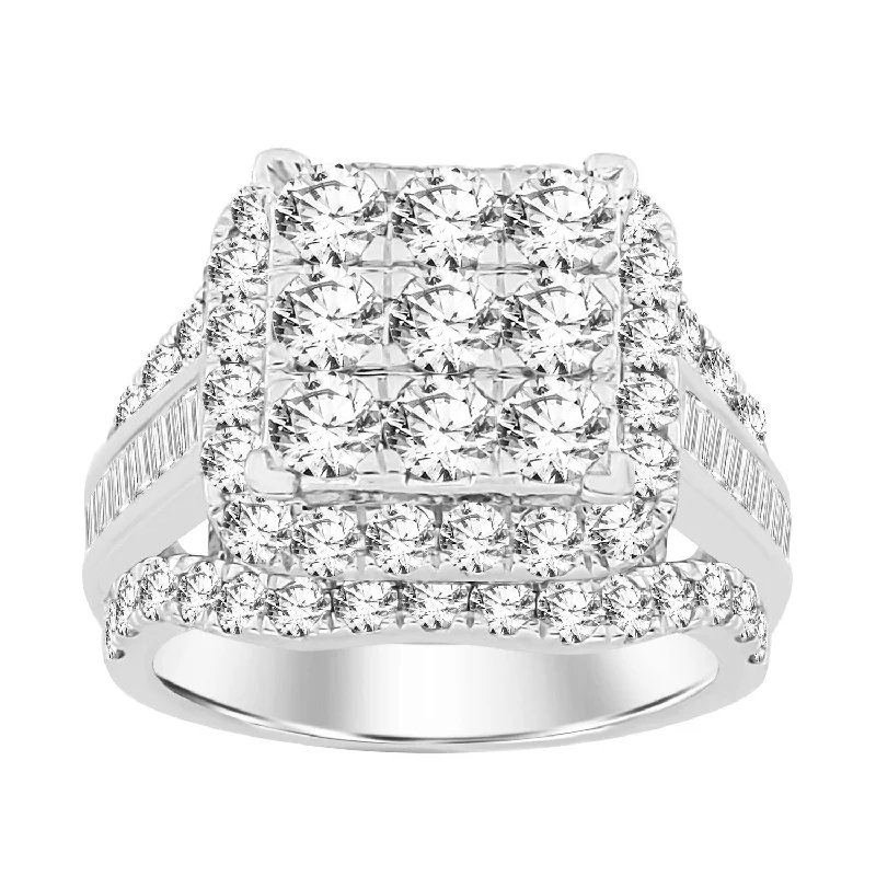 Women ring sets -3ctw Diamond Cluster Ring