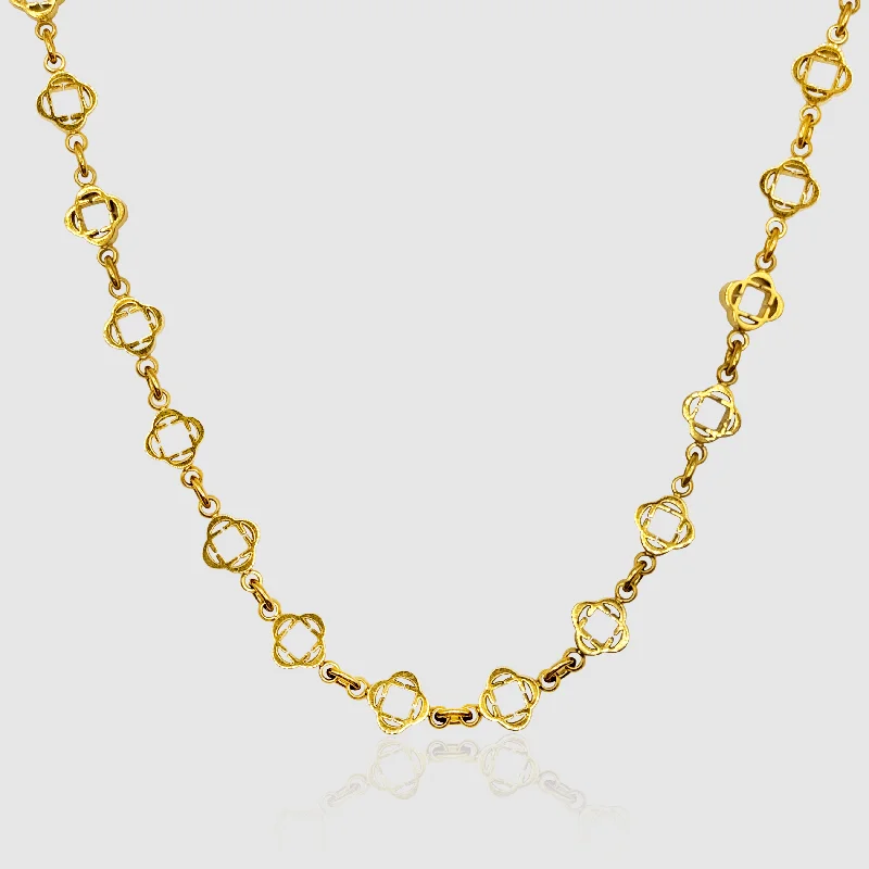 Birthstone necklaces for women -Clover Link Necklace (Gold)