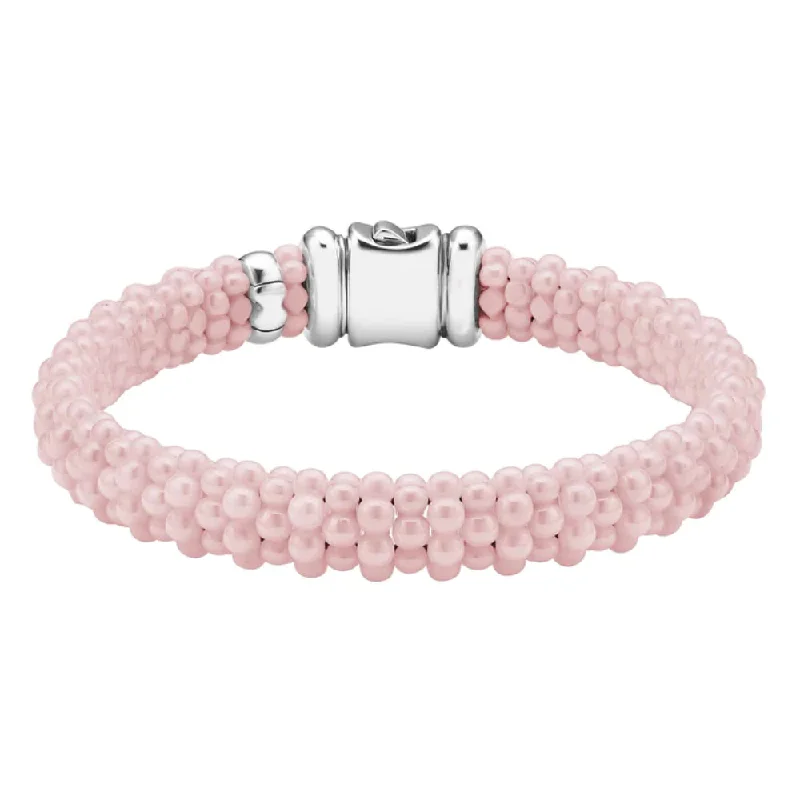 Women twisted bangles and bracelets -Lagos Pink Caviar Ceramic Beaded Bracelet, 9mm