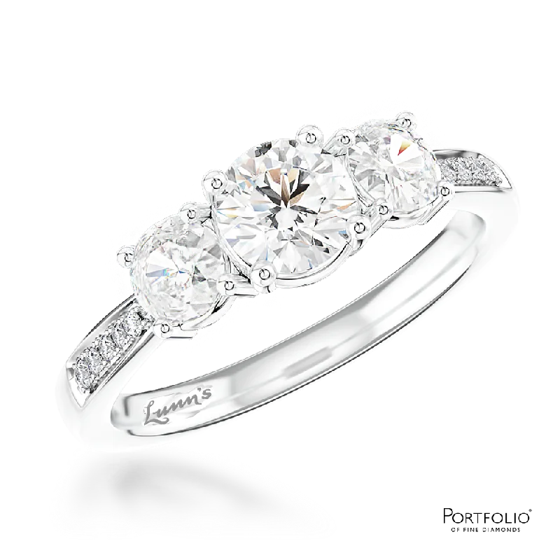 Women platinum rings -Memoire Three Stone 0.50ct F VS2 Diamond Platinum Ring