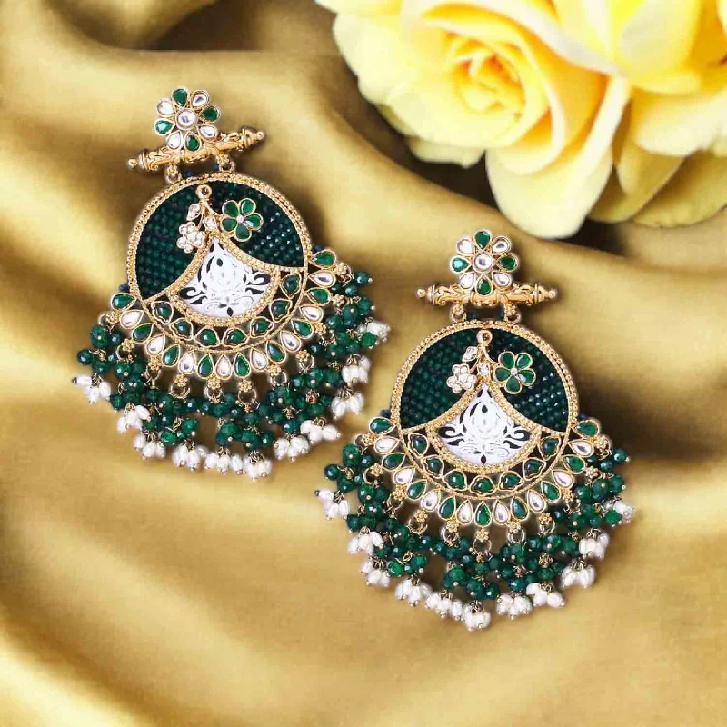 Women oval earrings -Emerald Fareena Chandbalis