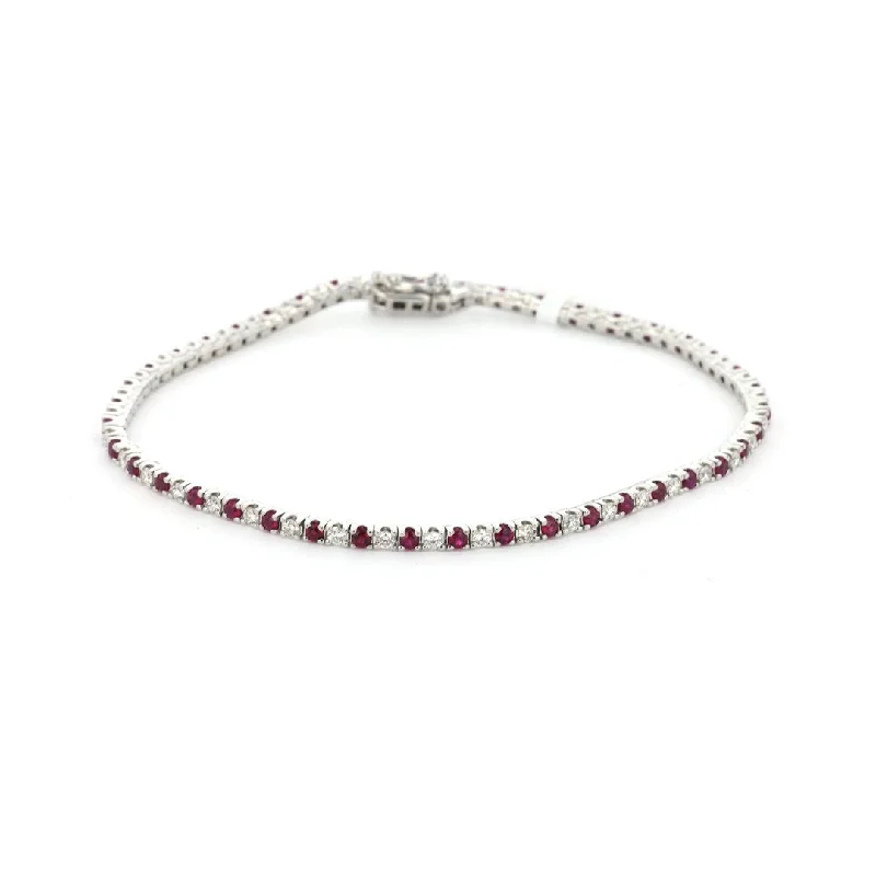 Women personalized bangles and bracelets -Ruby & Diamond Eternity Bracelet | M10278862