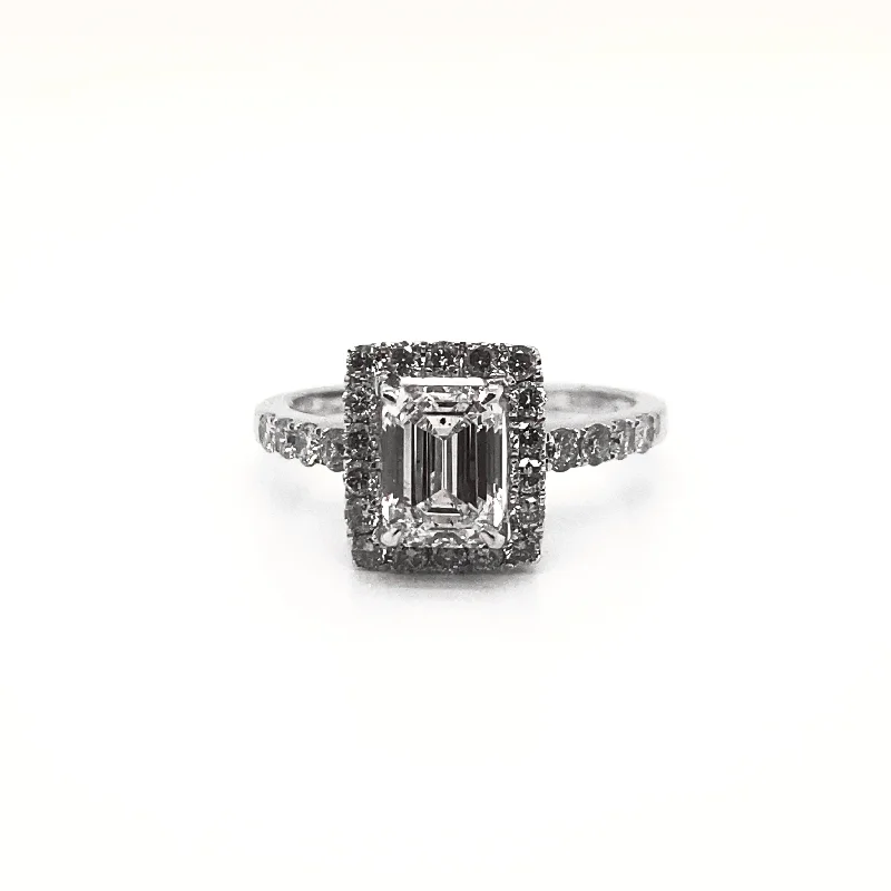 Women simple gold rings -LILLI 4 Carat Emerald Cut Lab Grown Diamond Engagement Ring Halo  IGI Certified