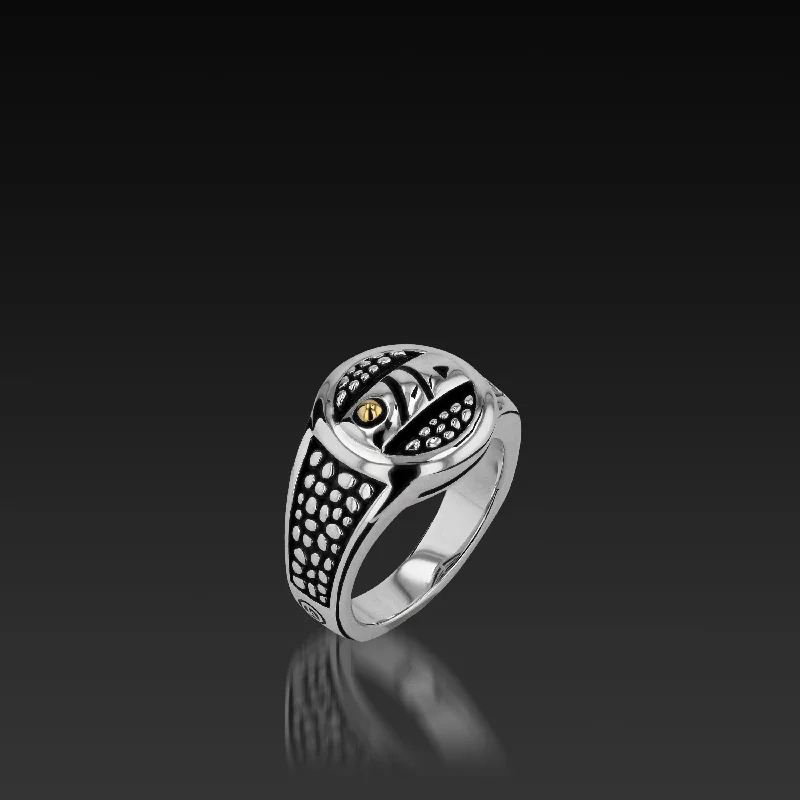 Women double band rings -Matrix Round Signet Ring