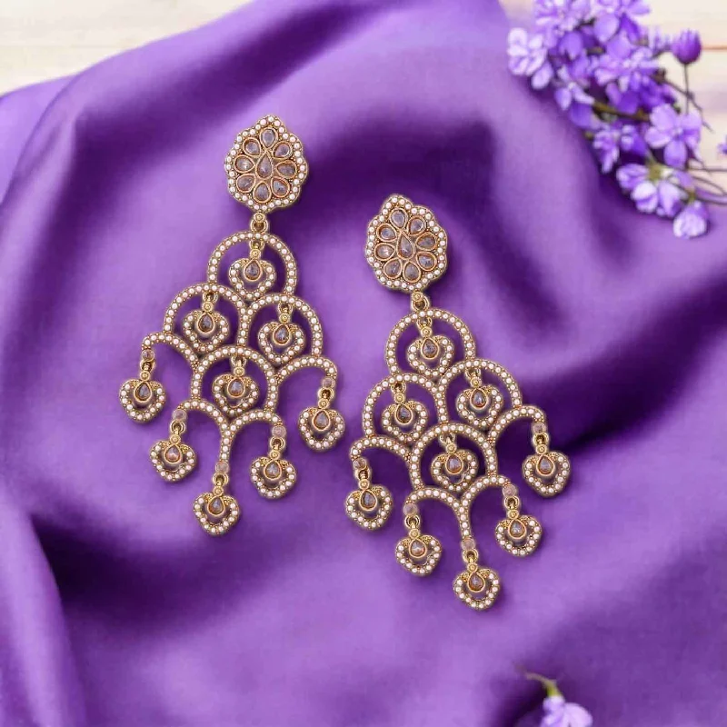 Women floral stud earrings -Golden Maalai Danglers