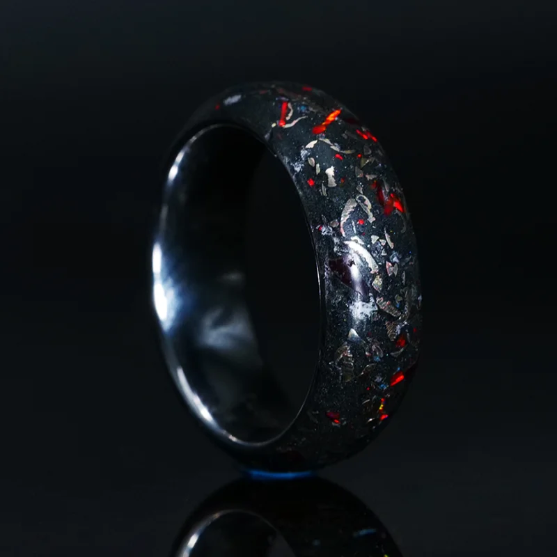 Women statement band rings -The Boundless Hearth | Tungsten Glowstone Ring