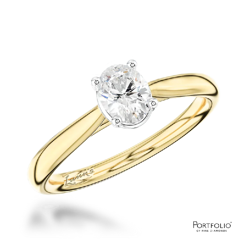 Women luxury rings -Solitaire 0.32ct D VS2 Diamond Yellow Gold/Platinum Ring