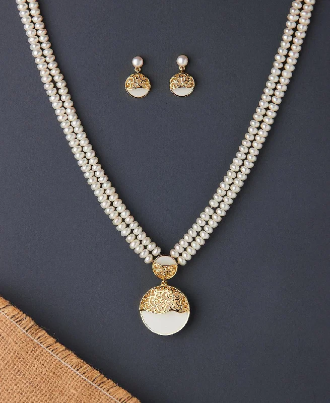 Gemstone and pearl necklaces for women -Trendy Real Pearl Necklace Set