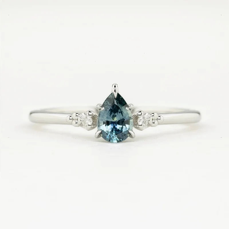 Custom engraved engagement rings for women -Estel Ring Blue Montana Sapphire Ring, 14k White Gold