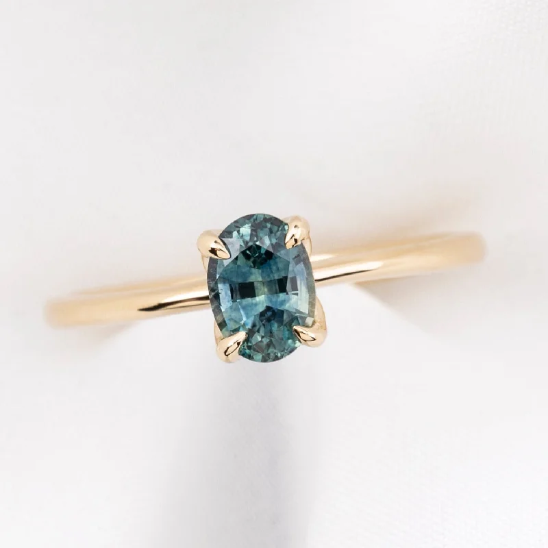 Multi-color engagement rings for women -Sara Ring 0.85ct Blue Green Montana Sapphire, 14k Yellow Gold (One of a kind)