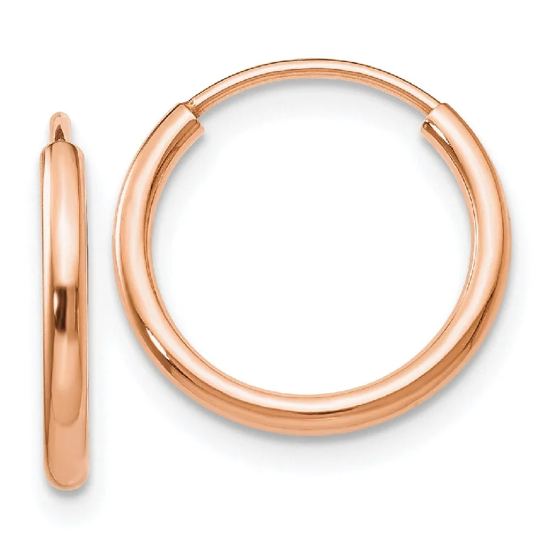 Women oversized earrings -14KT Rose Gold 14X1.5MM Endless Hoop Earrings