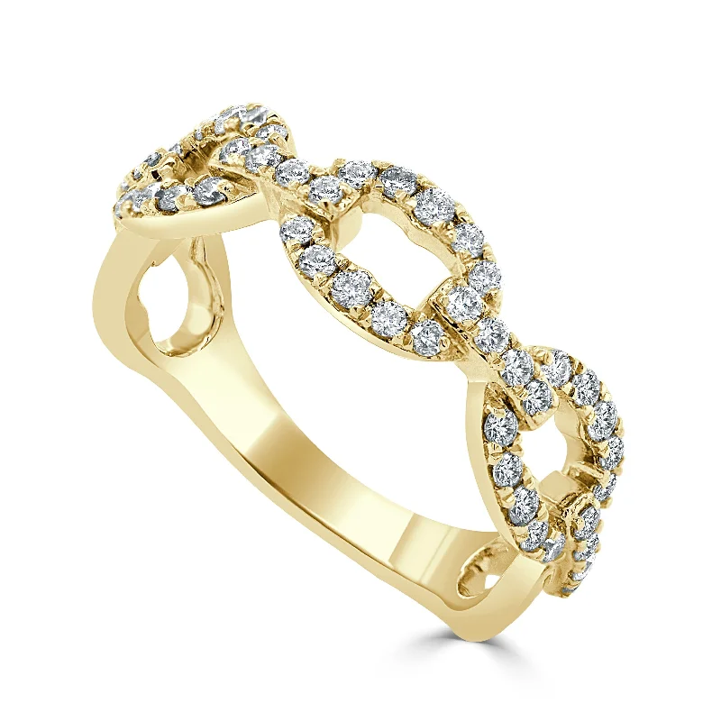 Women ring with colored gemstones -14k Gold & Diamond Link Ring