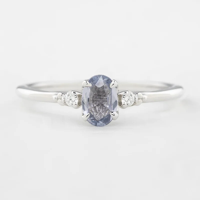 Sleek engagement rings for women -Estel Ring - 6x4mm 0.40ct Unheated Blue Sapphire, 14k White Gold