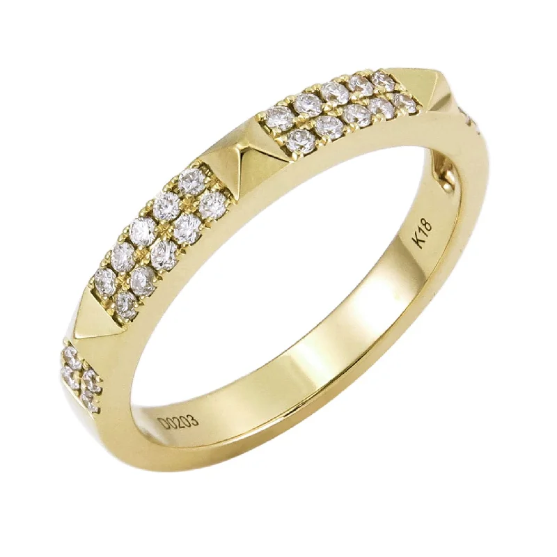 Women art deco rings -18k Gold & Diamond Studded Stackable Ring