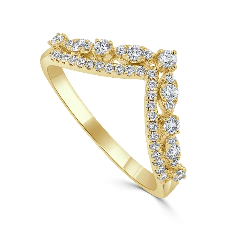 Women gemstone rings -14k Gold & Diamond Tiara Ring