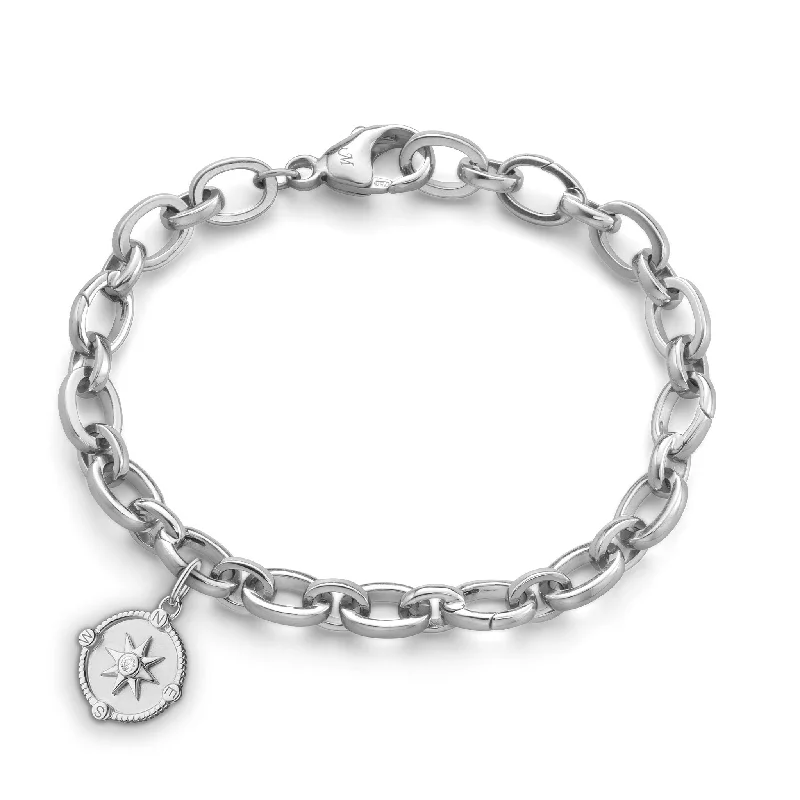 Women engraved gemstone bangles and bracelets -Design Your Own Mini "Adventure" Compass Audrey Link Charm Bracelet