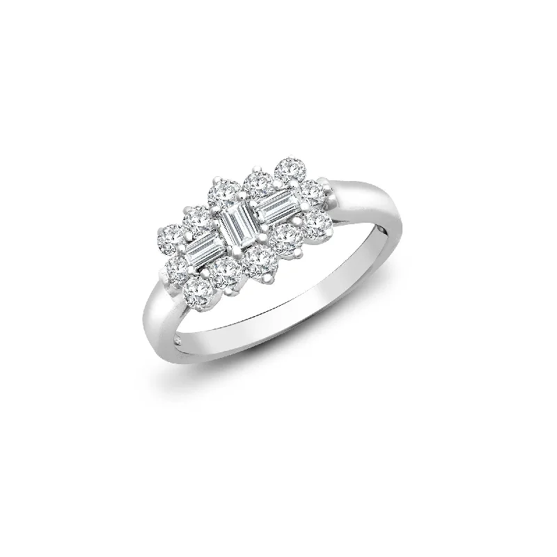 Delicate engagement rings for women -18ct White 0.50ct Diamond Boat Ring