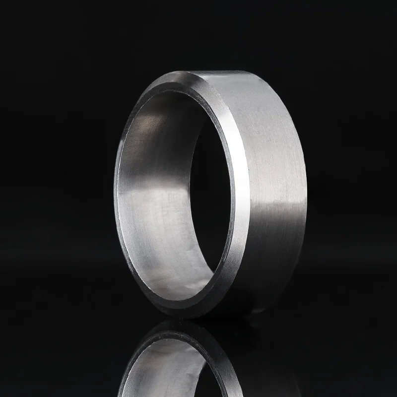 Women pearl rings -8mm Beveled Titanium Ring