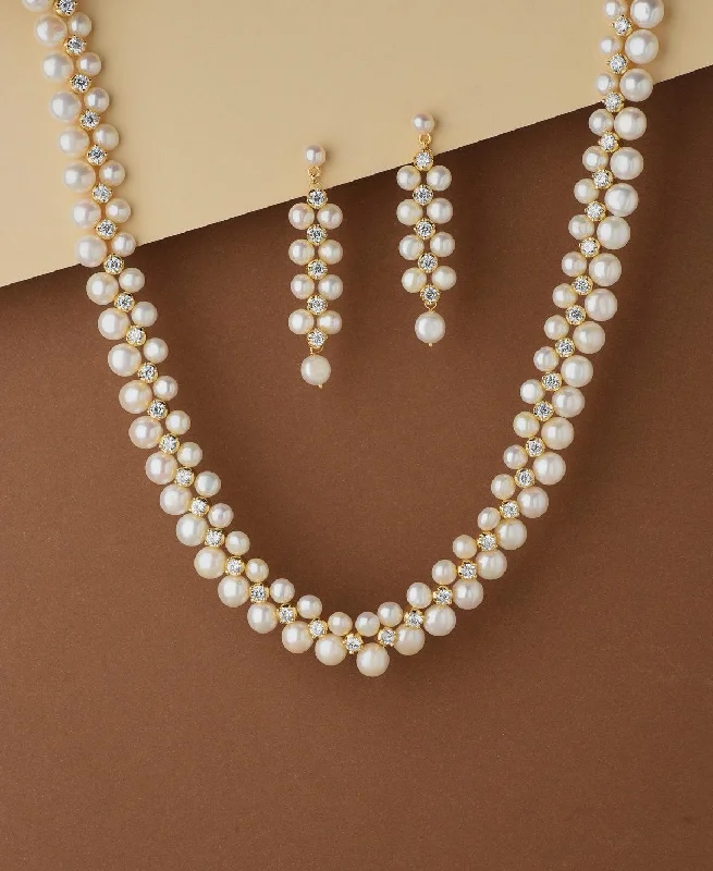 Multi-layer necklaces for women -Ravishing Real Pearl Necklace Set