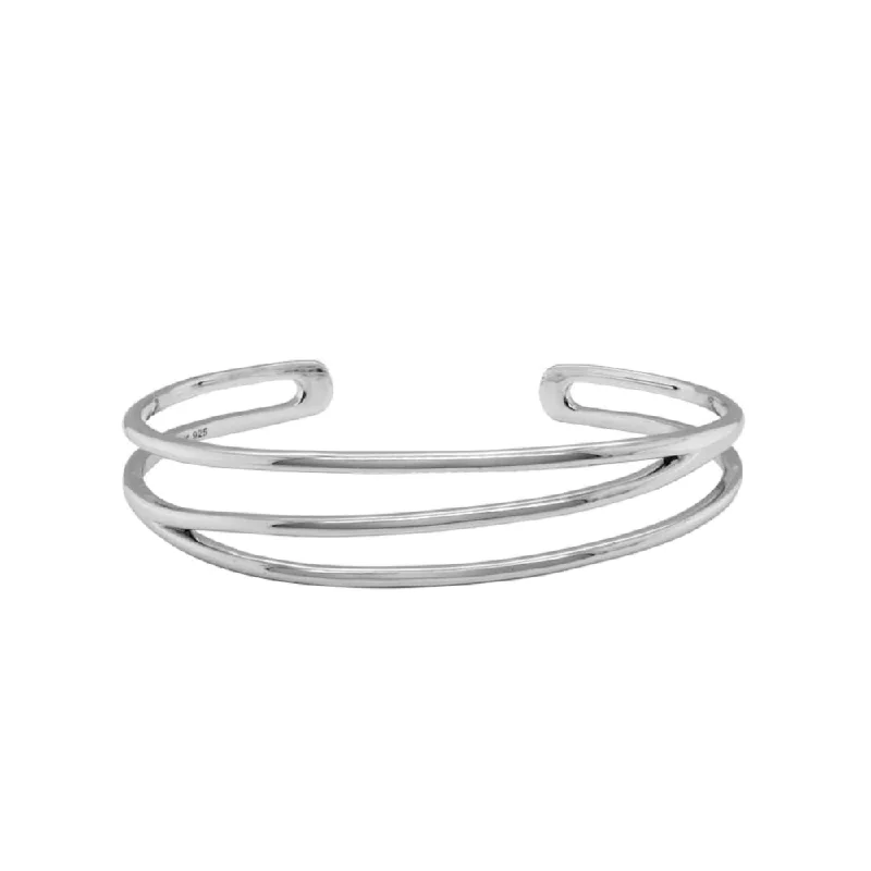 Women modern bangles and bracelets -Sterling Silver 3 Strand Cuff Bracelet