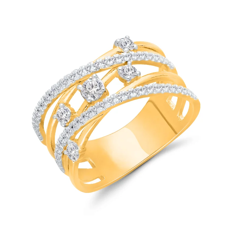 Women gemstone band rings -Kallati .70ctw Lab Grown Diamond Bridge Ring