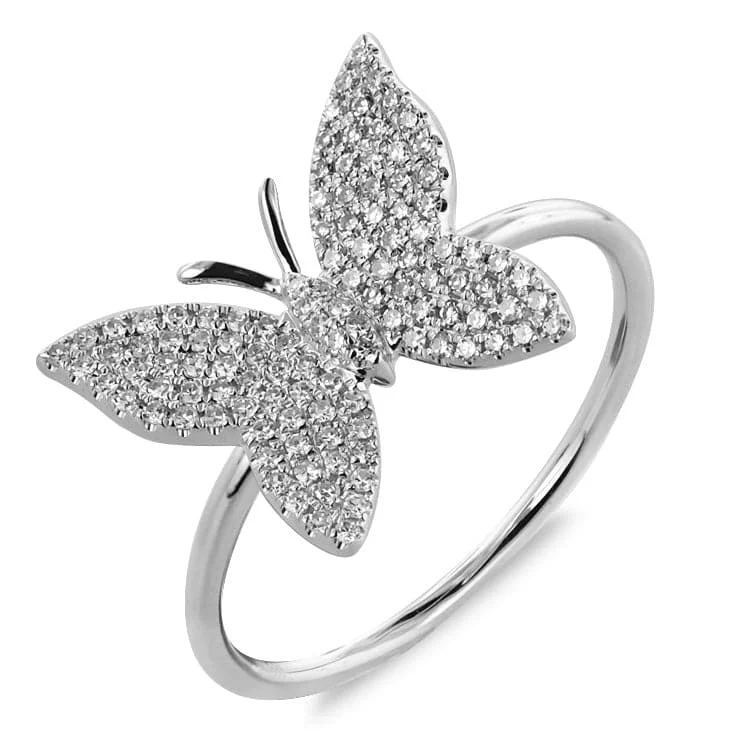 Women diamond rings -14k Gold & Diamond Butterfly Ring