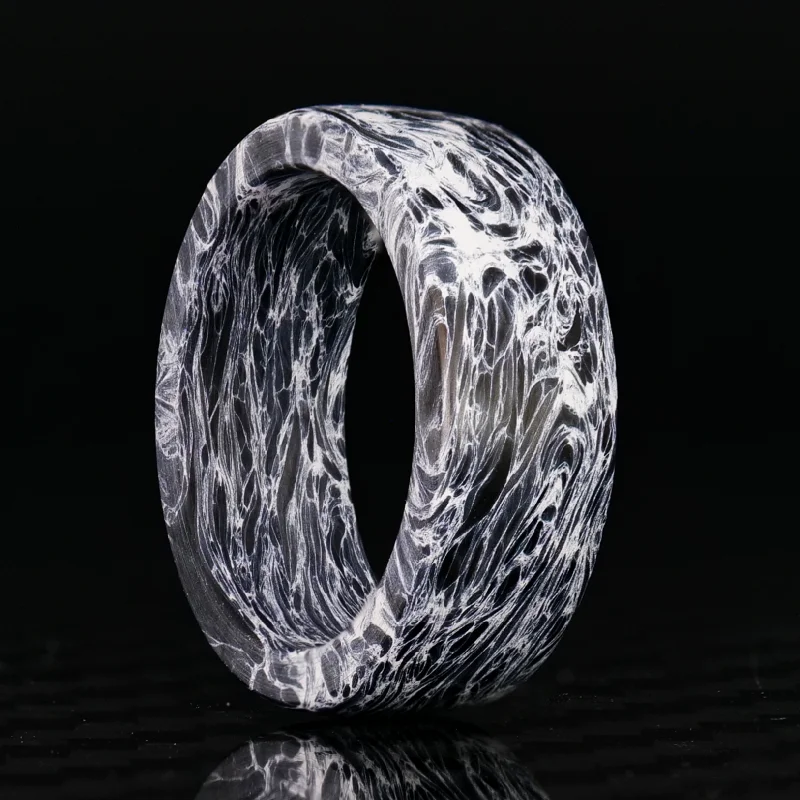 Women twisted rings -Polar Burl Carbon Fiber Ring