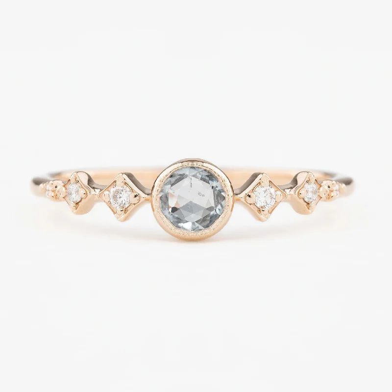 Luxury engagement rings for women -Celeste Ring 3.9mm 0.25ct Light blue Unheated Round Sapphire, 14k Rose Gold