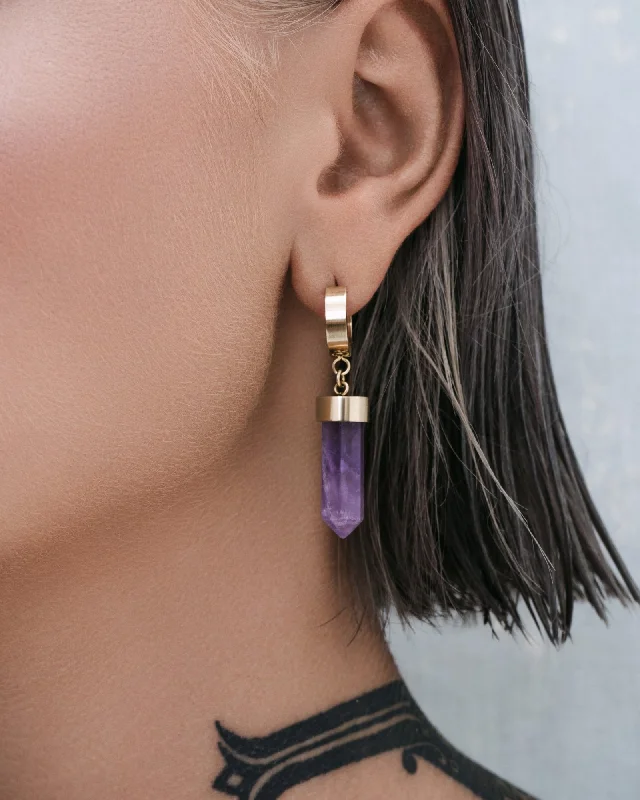 Women gemstone hoop earrings -Crystal Bullet Earrings