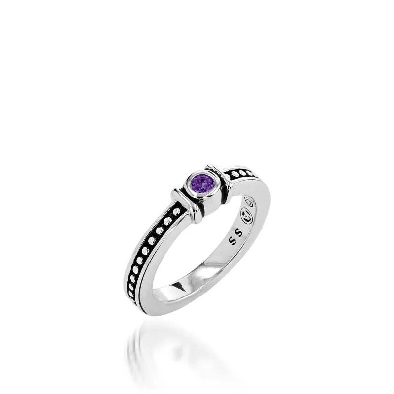 Silver rings for women -Antigua Birthstone Stack Ring