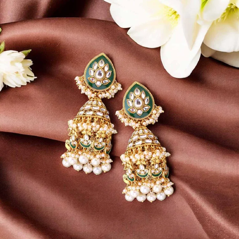 Women oval earrings -Ivory Nieri Jhumkis