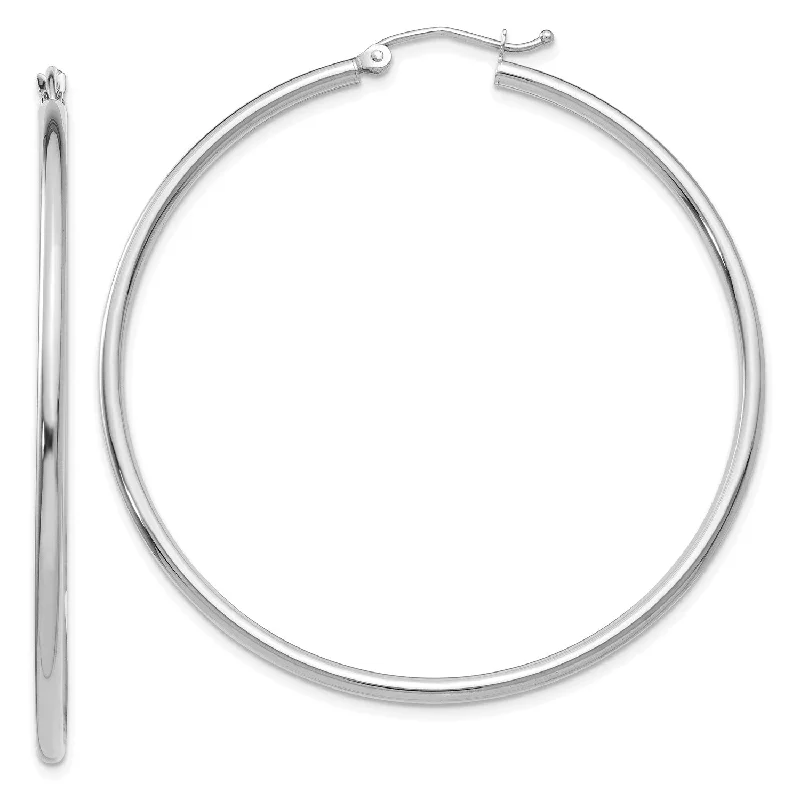 Women artistic earrings -14KT White Gold 50X2MM Hoop Earrings