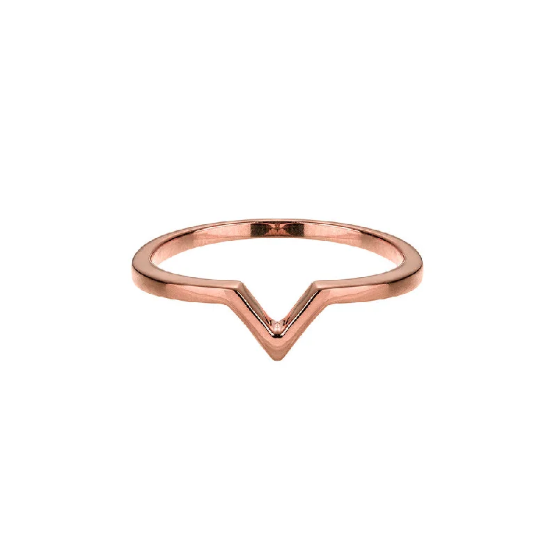 Women sapphire and diamond rings -Rose Gold V Ring