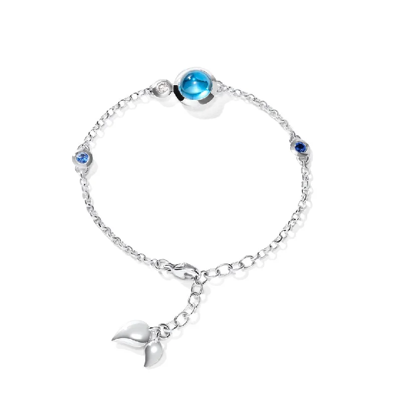 Women retro bangles and bracelets -Blue Topaz, Blue Sapphire & Diamond Bracelet