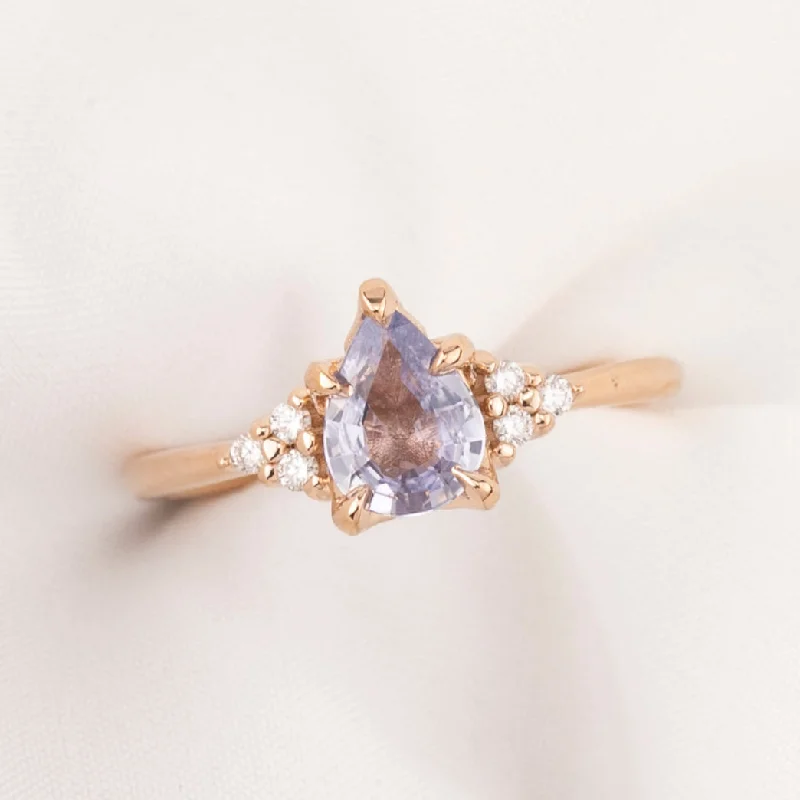 Handcrafted engagement rings for women -Teresa Ring 0.81ct Lavender Blue Madagascar Sapphire, 14k Rose Gold (One of a kind)