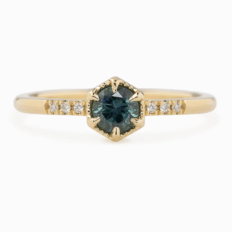 Gemstone-studded engagement rings for women -Grace Ring - 4.5mm 0.45ct  Blue Green Montana Sapphire