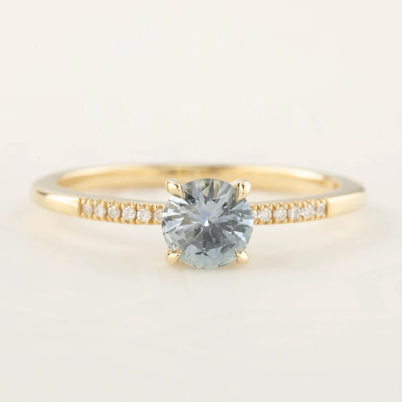 Art deco engagement rings for women -Audrey Ring 0.70ct Light Blue Round Montana Sapphire