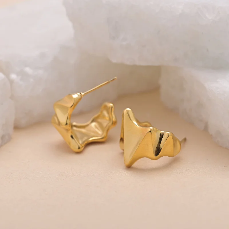 Women chunky earrings -Geometric C Hoop Earrings