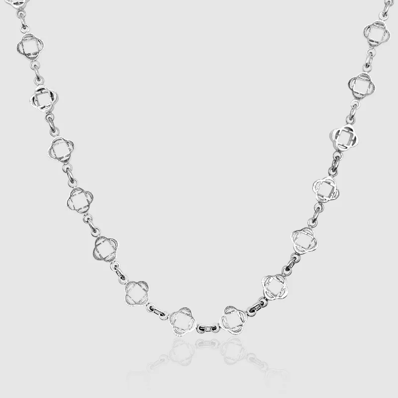 Diamond-encrusted necklaces for women -Clover Link Necklace (Silver)