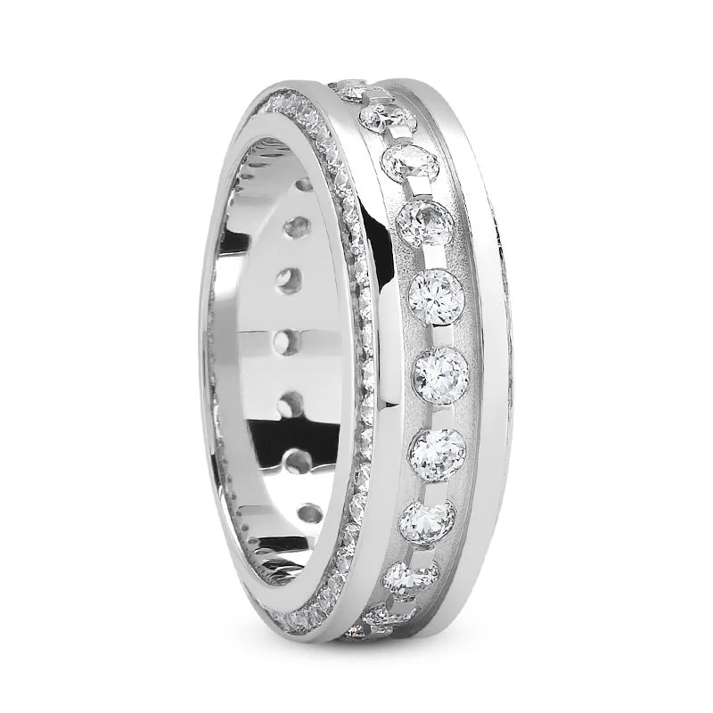 Women birthstone rings -Grayson Men's Diamond Wedding Ring Round Cut Beading in Platinum By Mike Nekta NYC, 9MM