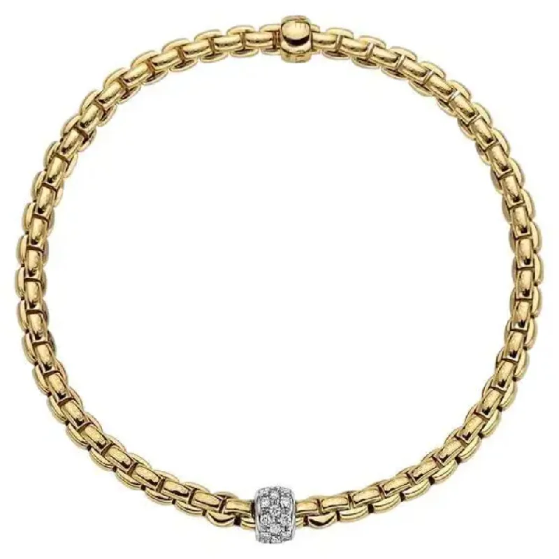 Women beaded charm bangles and bracelets -Fope 18k Tiny Flex'it Bracelet with Diamond Pavé