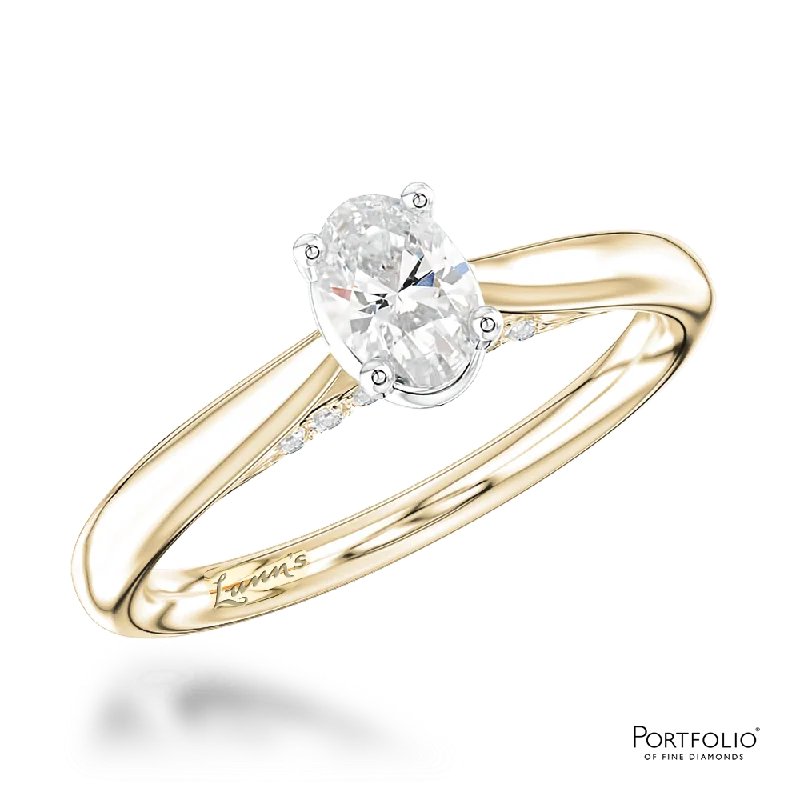 Women silver rings -Solitaire 0.30ct E SI1 Diamond Yellow Gold/Platinum Ring