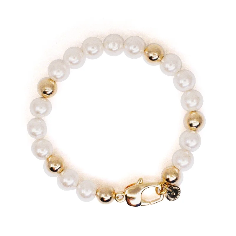 Women elegant bangles and bracelets -Eternity Forever Pearl Bracelet in Gold