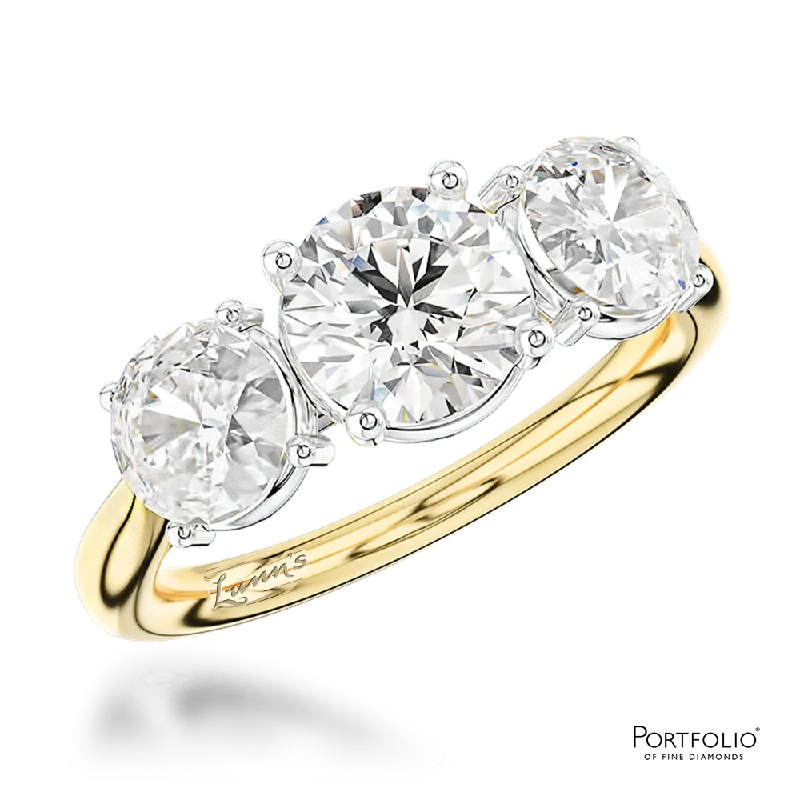 Women vintage-inspired rings -Three Stone 1.00ct F SI1 Diamond Yellow Gold/Platinum Ring