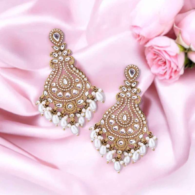 Women oversized earrings -Ivory Maalika Chandbalis