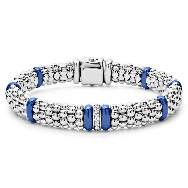 Women handcrafted bangles and bracelets -Lagos Blue Caviar Single Station Diamond Bracelet