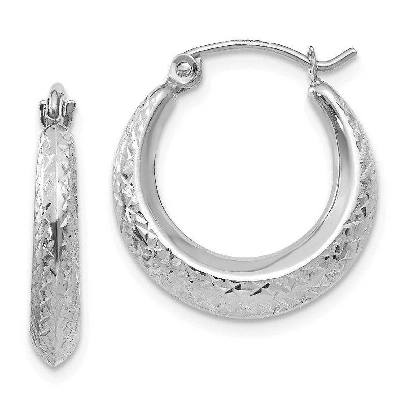 Women dangly earrings -14KT White Gold 19X18MM Hoop Earrings