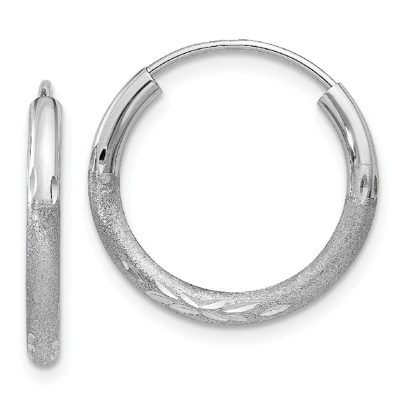 Affordable earrings for women -14KT White Gold 14X2MM Diamond-cut Hoop Earrings