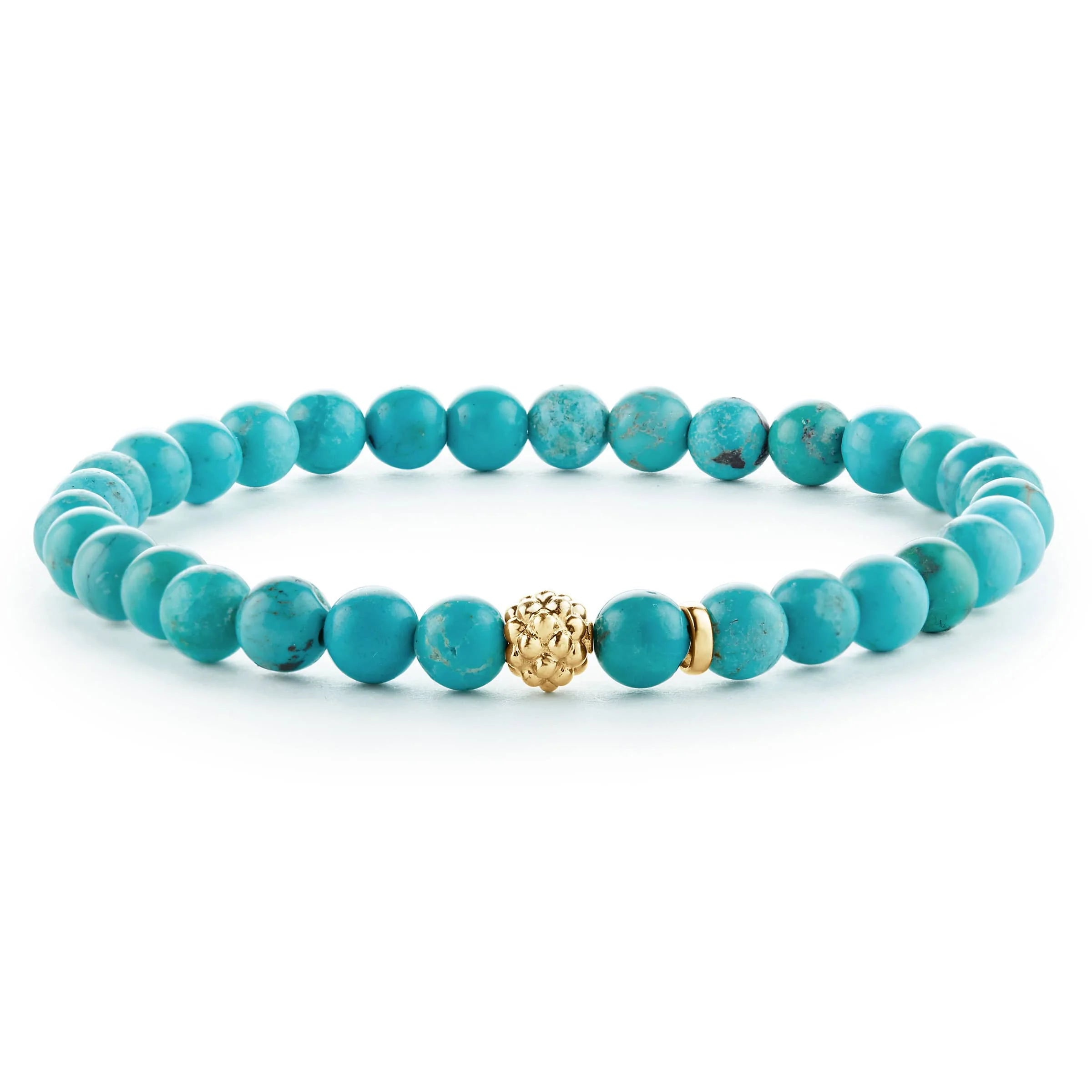 Women custom engraved bangles and bracelets -Lagos Turquoise Gold Station Bead Bracelet