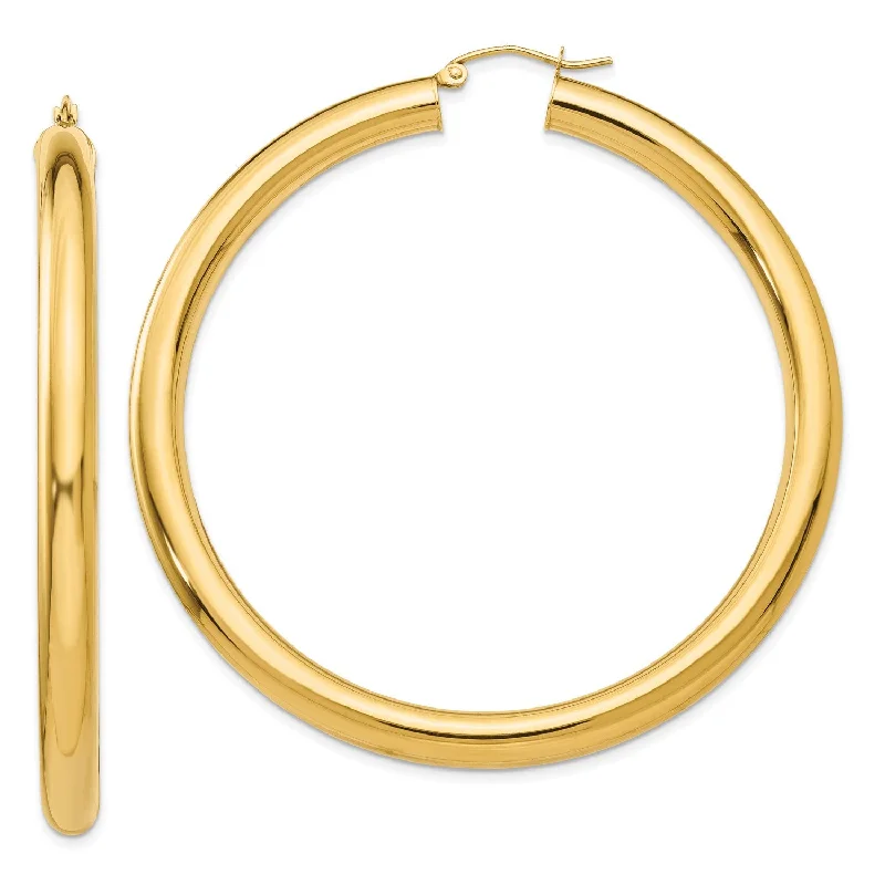 Custom earrings for women -14KT Yellow Gold 60X5MM Hoop Earrings